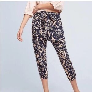 Anthropologie Hei Hei Navy Blue Beige Sirwal Harem Pants Size Small Relaxed Boho